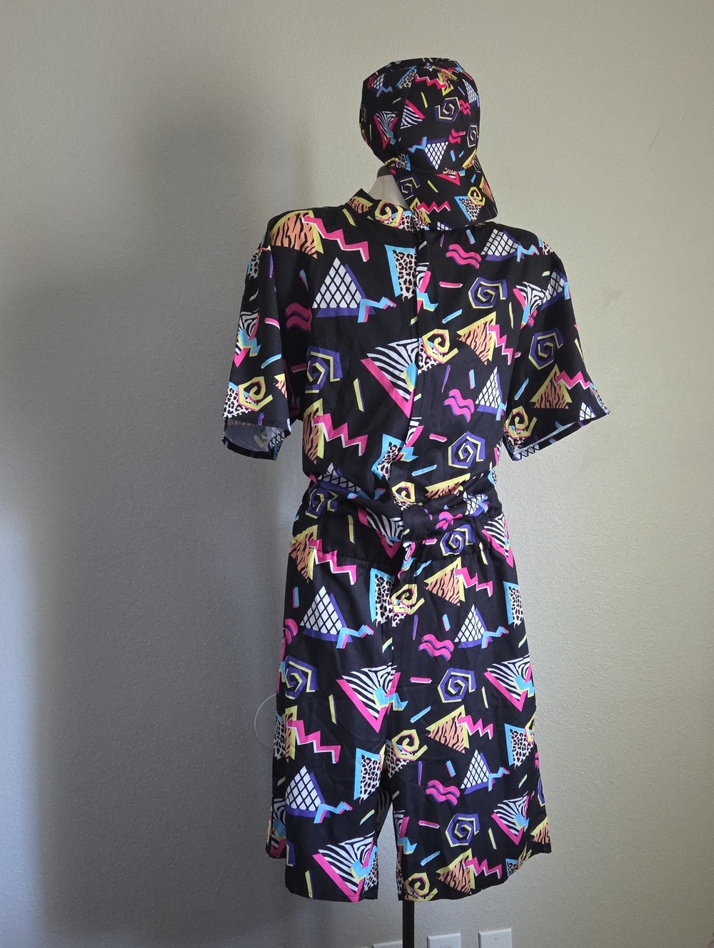 Unisex Retro One Piece Romper with Cap